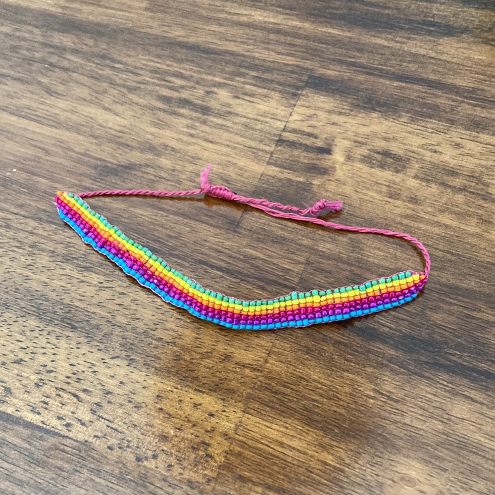 Y2K Rainbow Beaded Choker Necklace Boho 1990s 2000s Lizzie McGuire One Size EUC